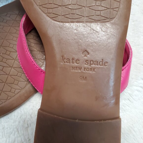Kate Spade Hot Pink Bow Logo Beach Summer Quiet Luxury Thong Flip Flop Sandals 9 - Picture 4 of 7